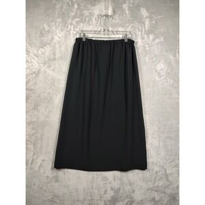 Mack and Mack Black Elastic Waist Midi Skirt Large Made in USA Solid Straight